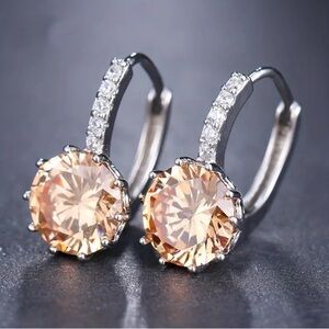 Champagne Diamond Leverback Earrings